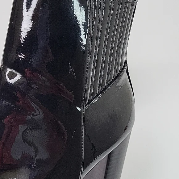 Just Fab Black Lug Sole Block Patent Leather Boots - Picture 12 of 17